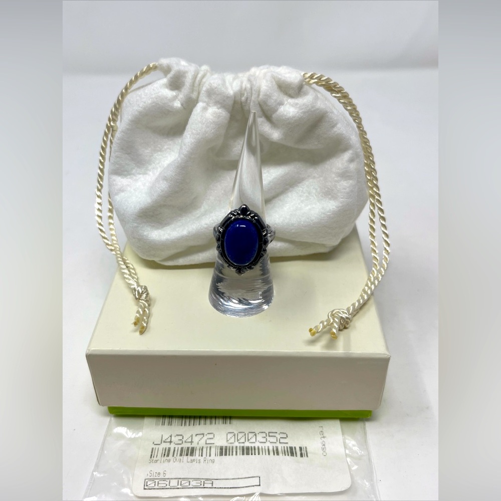 Sterling Silver Oval Blue Lapis Ring Size 6